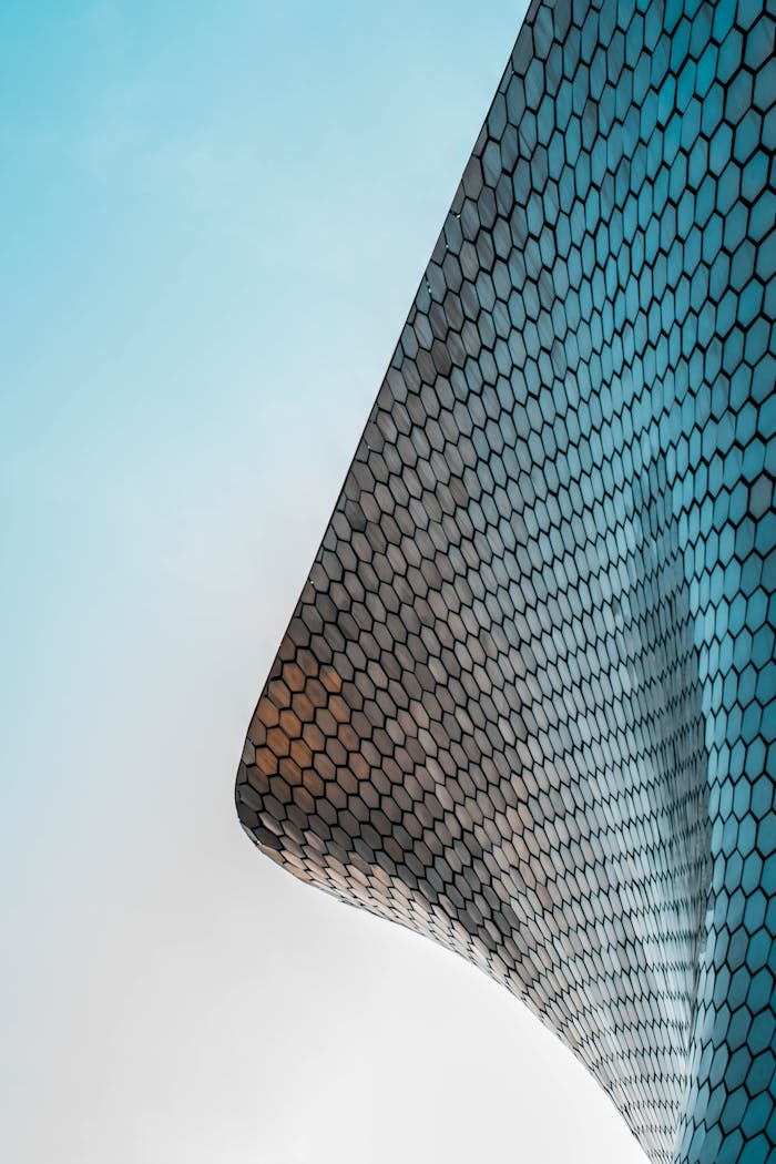 pexels-photo-1774931 Striking modern architecture of Museo Soumaya with unique curved honeycomb design.